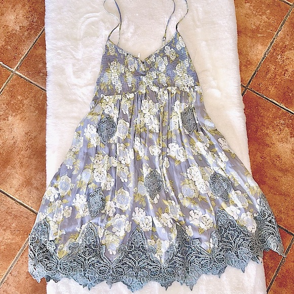 Free People Floral Print Crochet Mini Dress - Picture 4 of 11